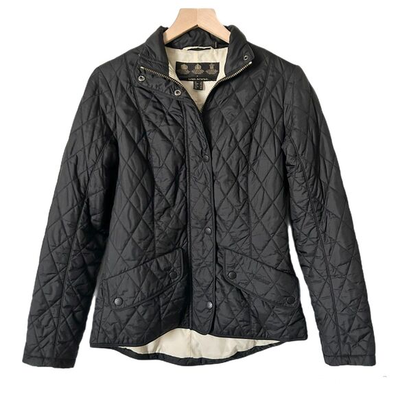 Barbour Flyweight Cavalry Quilt Jacket in Classic Black Size 6 - Picture 2 of 9